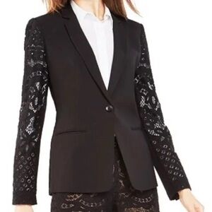 Bcbgmaxazria Keanu Black Lace Detail Blazer Size Small